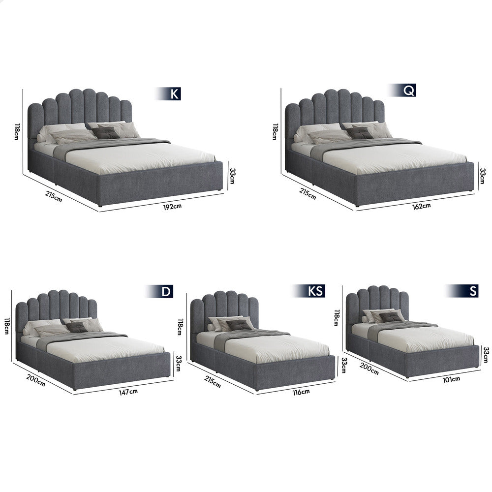 ALFORDSON Bed Frame King Single Gas Lift Storage Base Wooden Grey MILTON