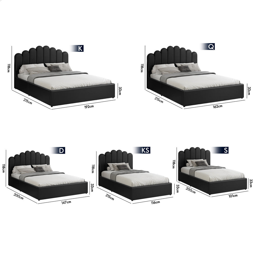 ALFORDSON Bed Frame Queen Size Gas Lift Storage Base Wooden Black MILTON