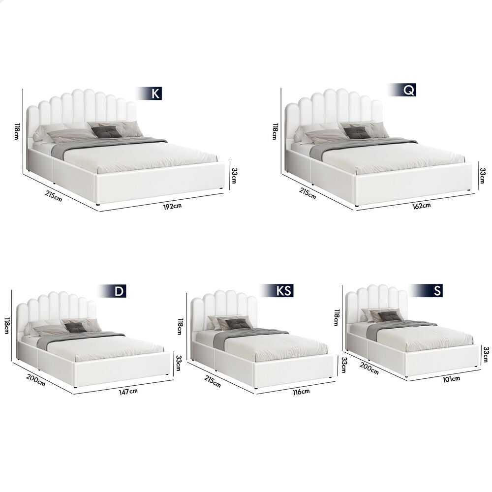 ALFORDSON Bed Frame Queen Size Gas Lift Storage Base Wooden White MILTON