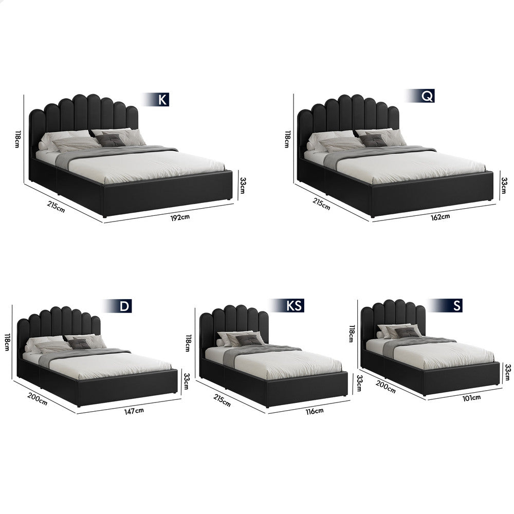 ALFORDSON Bed Frame Single Size Gas Lift Storage Base Wooden Black MILTON