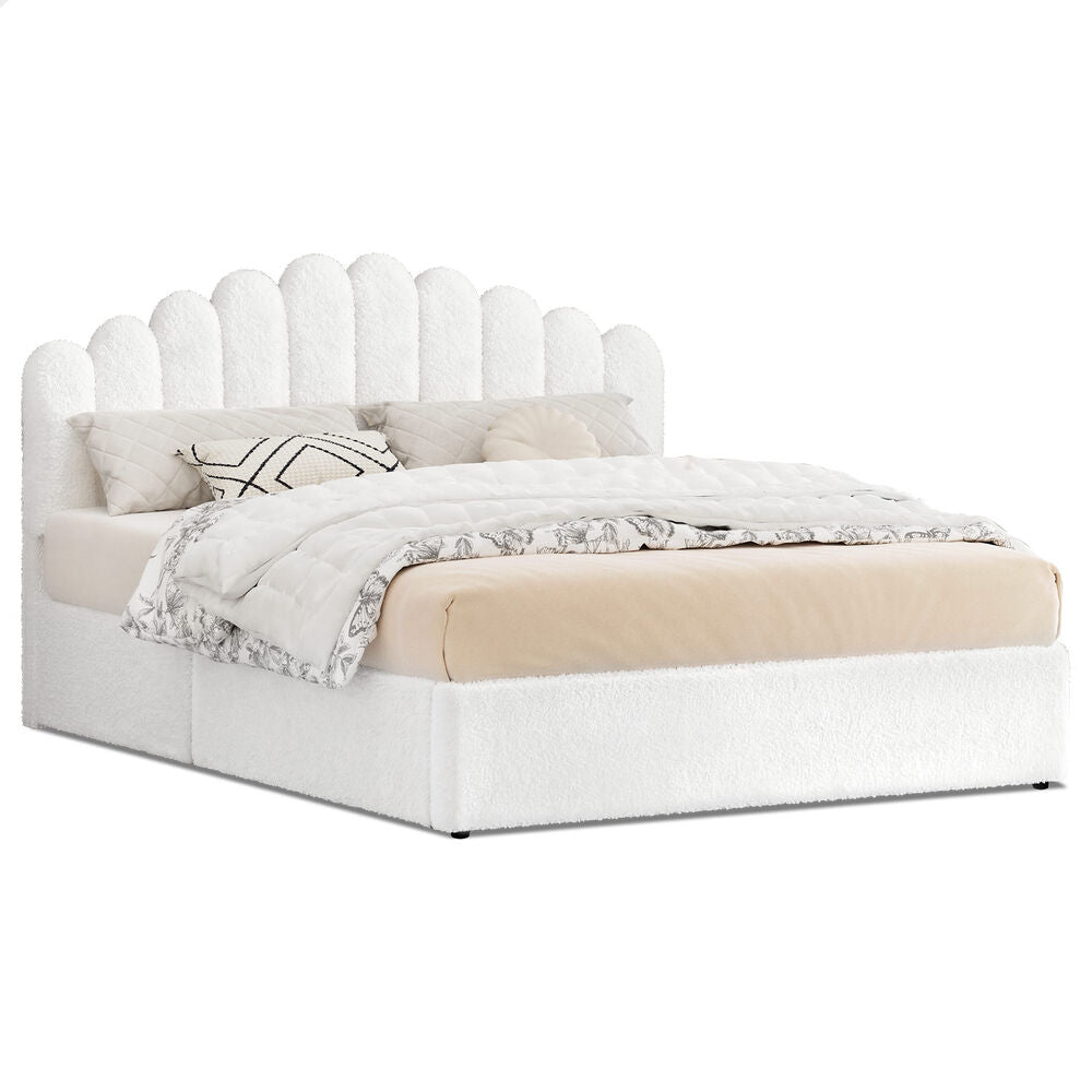 ALFORDSON Bed Frame King Size Gas Lift Storage Base Wooden Boucle MUTIS