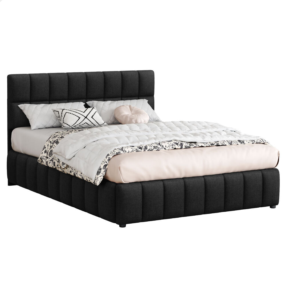 ALFORDSON Bed Frame Queen Size Grid Tufted Gas Lift Storage Charcoal Gromit