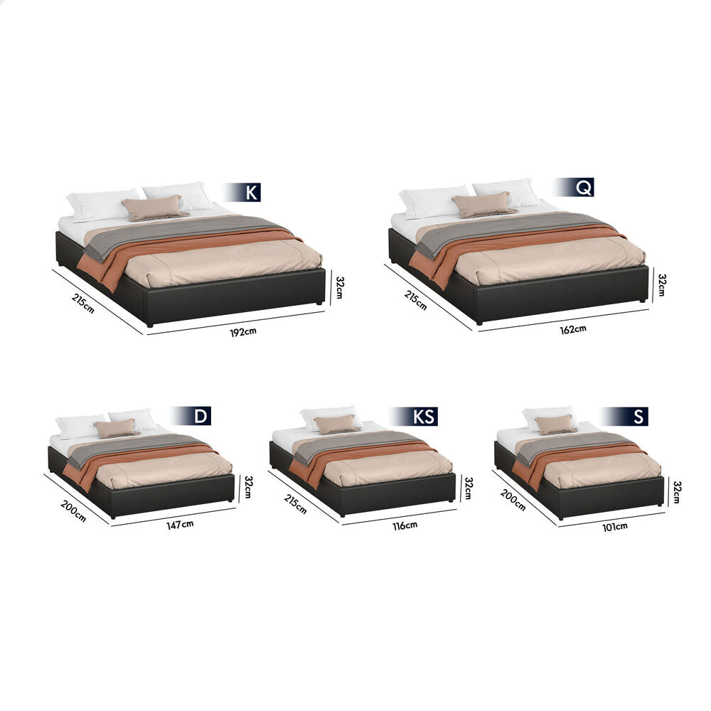 ALFORDSON Bed Frame Double Size Gas Lift Storage Mattress Base Charcoal WILBUR