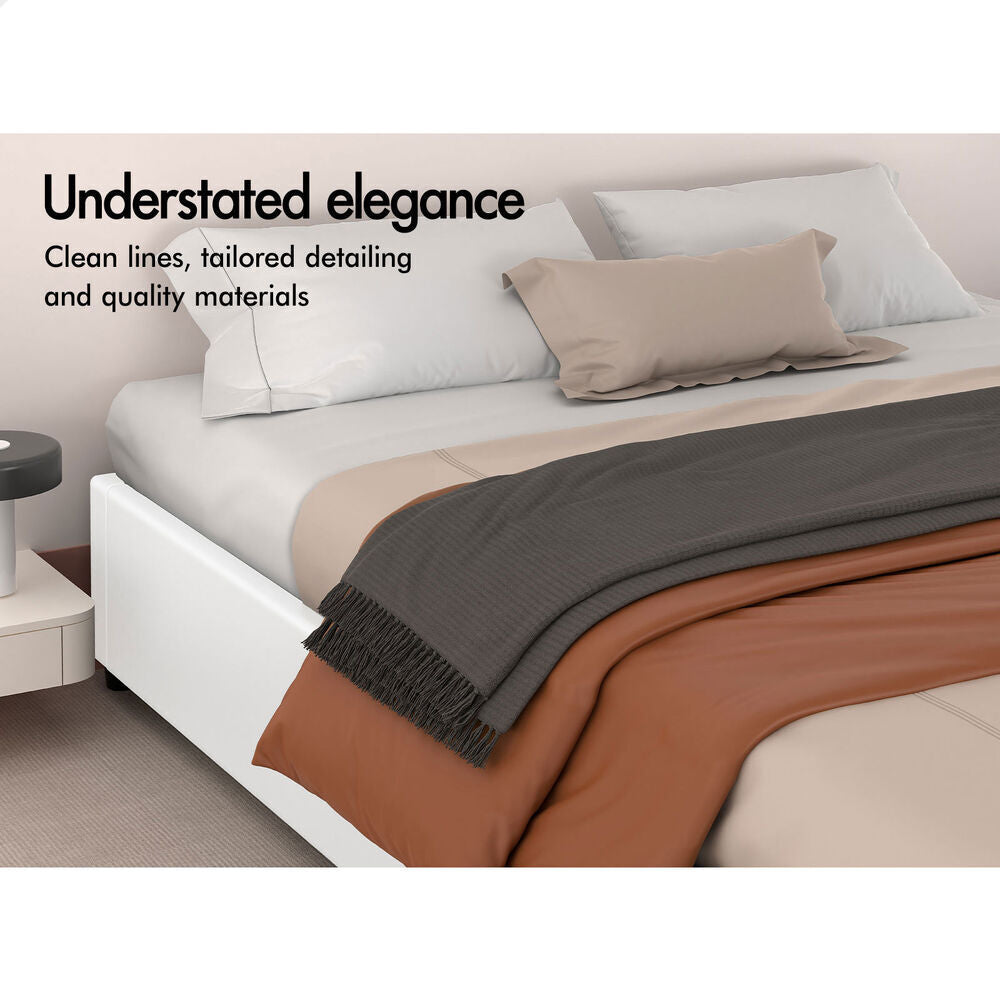 ALFORDSON Bed Frame King Size Gas Lift Storage Mattress Base White WILBUR