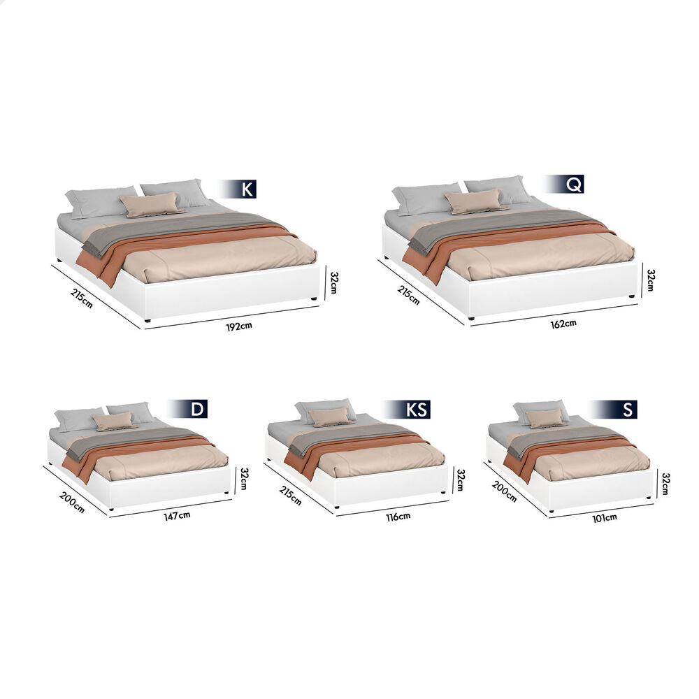 ALFORDSON Bed Frame King Single Gas Lift Storage Mattress Base White WILBUR