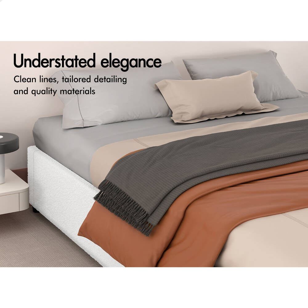 ALFORDSON Bed Frame Queen Size Gas Lift Storage Mattress Base Boucle WILBUR