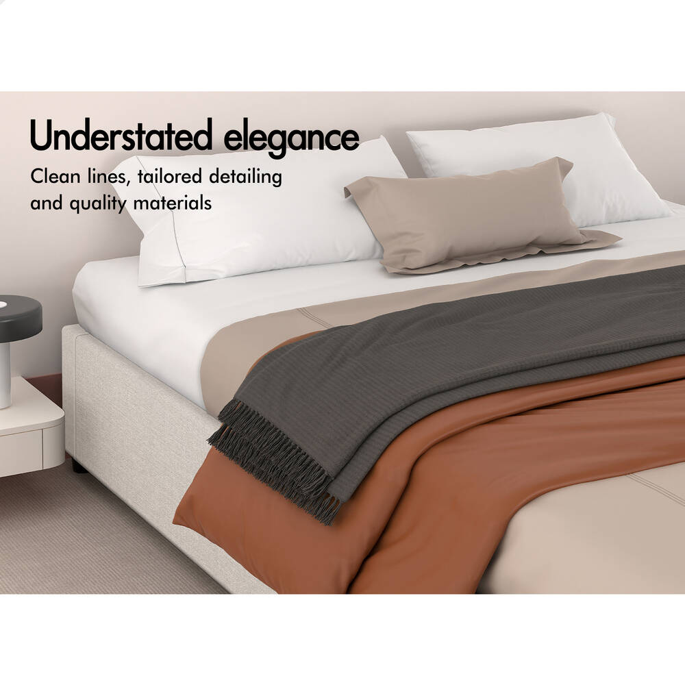 ALFORDSON Bed Frame Queen Size Gas Lift Storage Mattress Base Beige WILBUR
