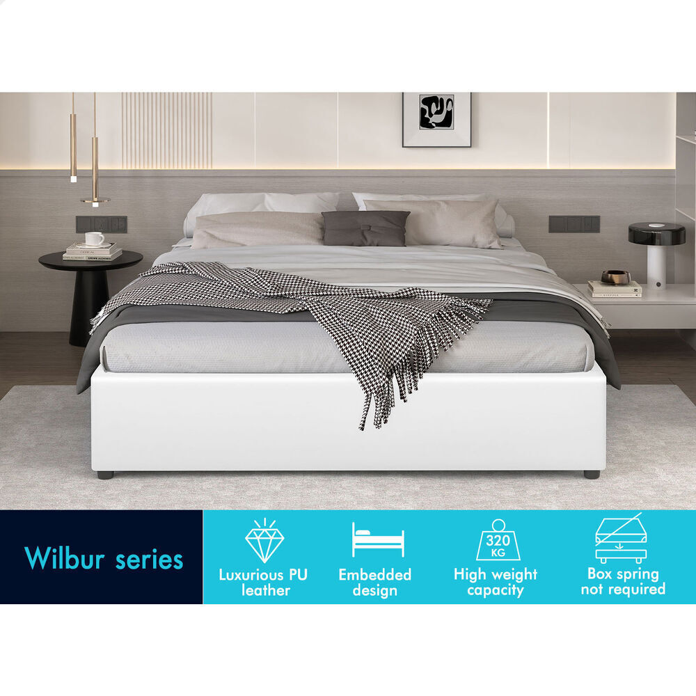 ALFORDSON Bed Frame Queen Size Gas Lift Storage Mattress Base White WILBUR