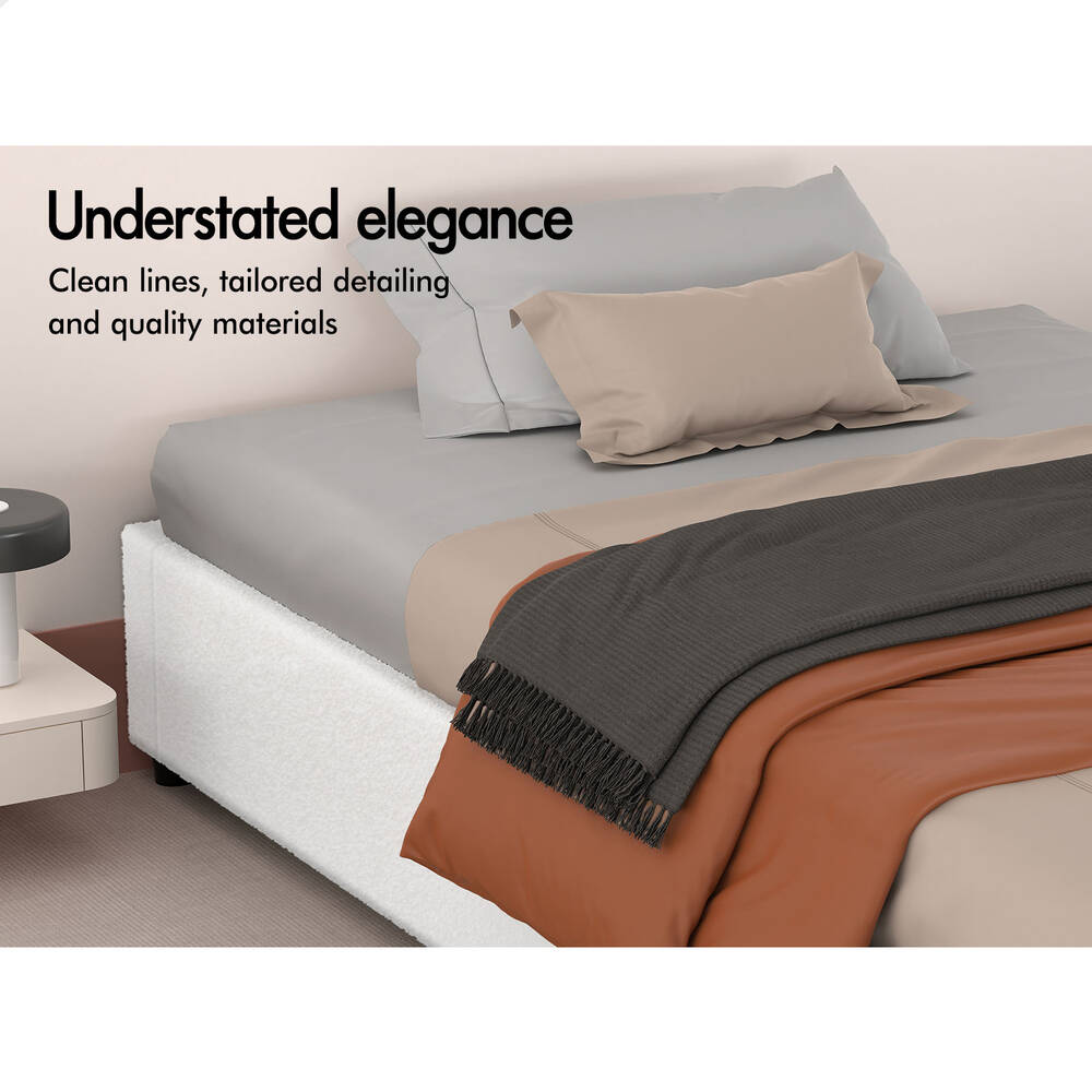 ALFORDSON Bed Frame Single Size Gas Lift Storage Mattress Base Boucle WILBUR
