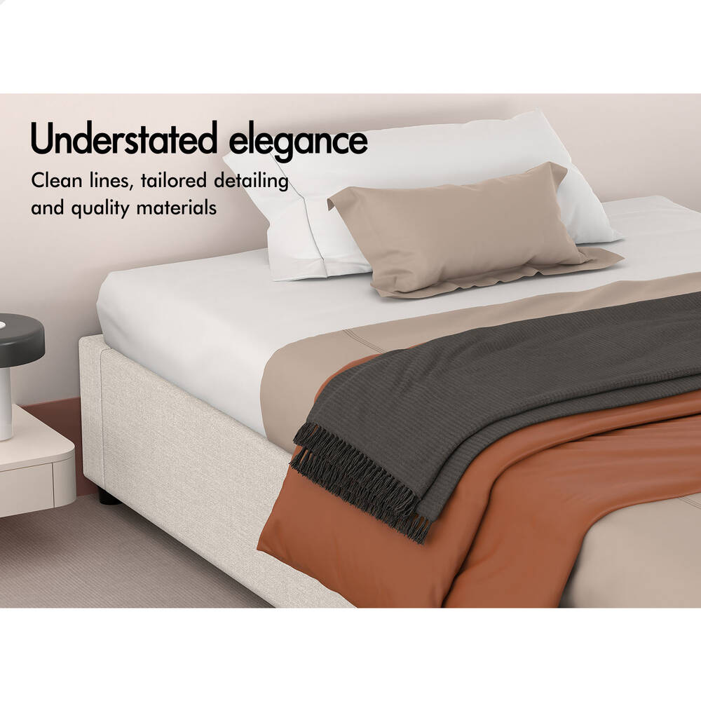 ALFORDSON Bed Frame Single Size Gas Lift Storage Mattress Base Beige WILBUR