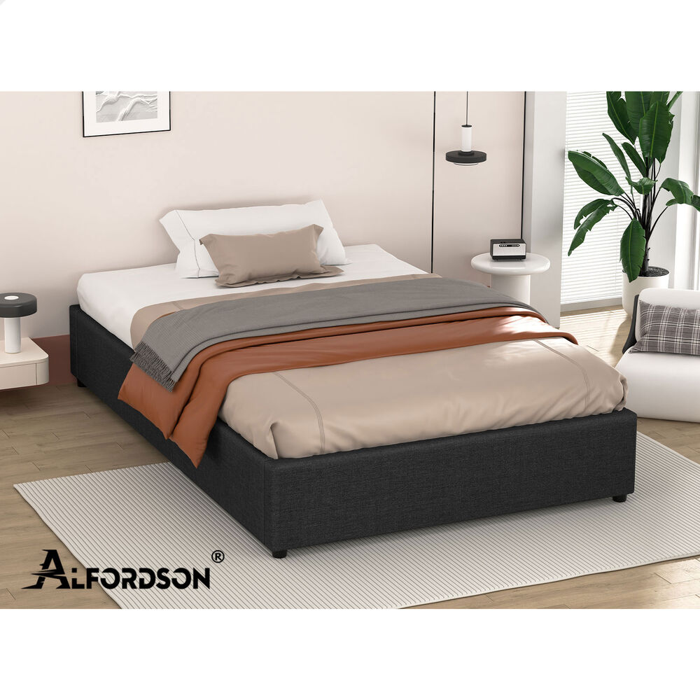 ALFORDSON Bed Frame Single Size Gas Lift Storage Mattress Base Charcoal WILBUR