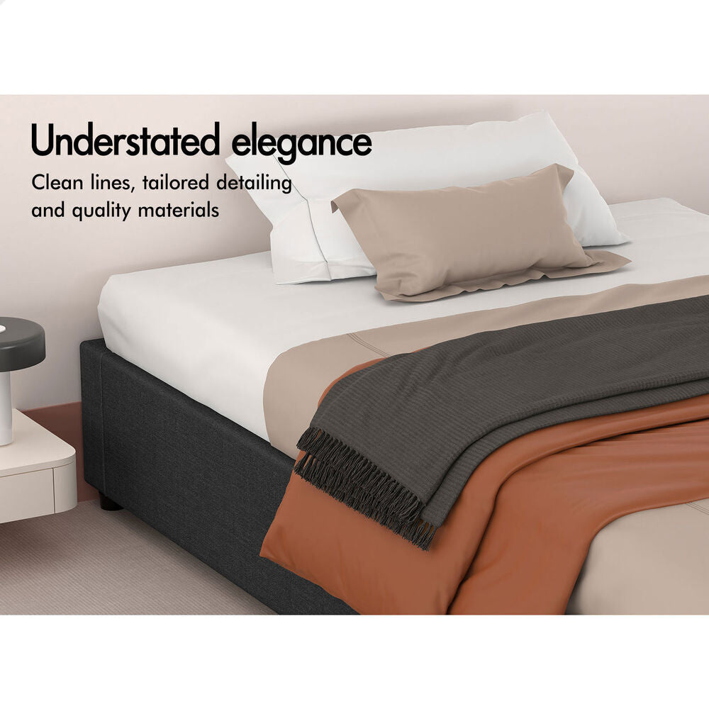 ALFORDSON Bed Frame Single Size Gas Lift Storage Mattress Base Charcoal WILBUR