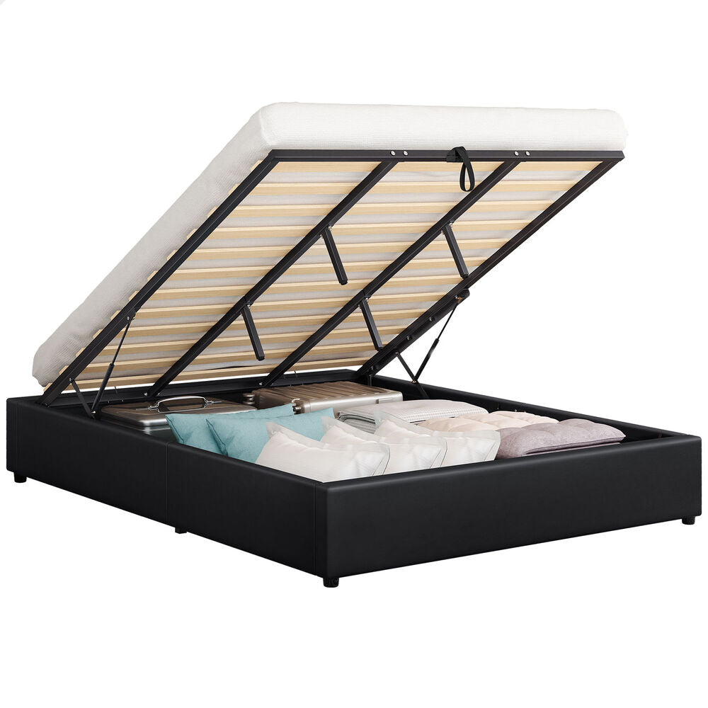 ALFORDSON Bed Frame King Size Gas Lift Storage Mattress Base Black BARLOW
