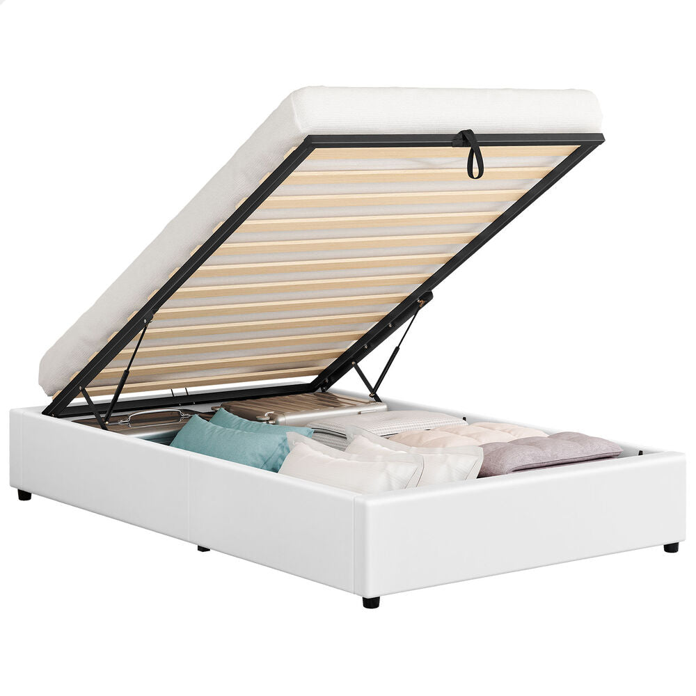 ALFORDSON Bed Frame Single Size Gas Lift Storage Mattress Base White BARLOW