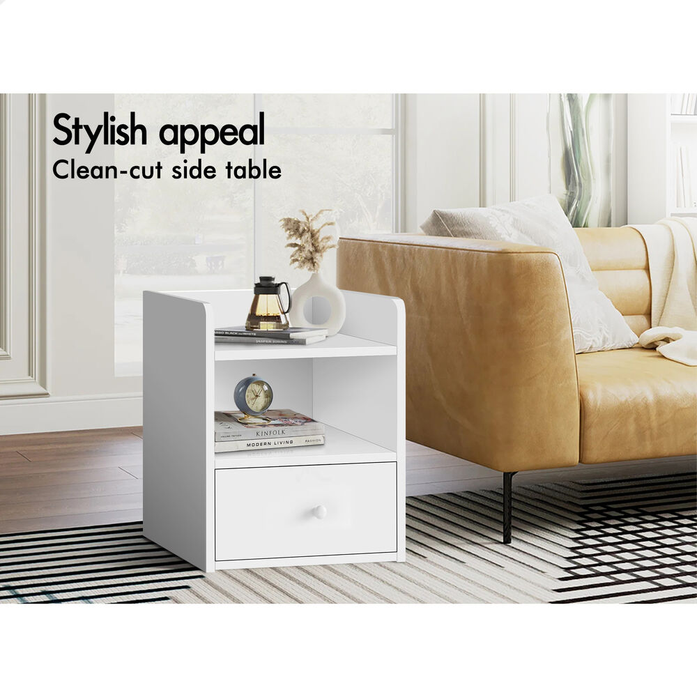 ALFORDSON Bedside Table Nightstand Storage Cabinet Side End 1 Drawer White