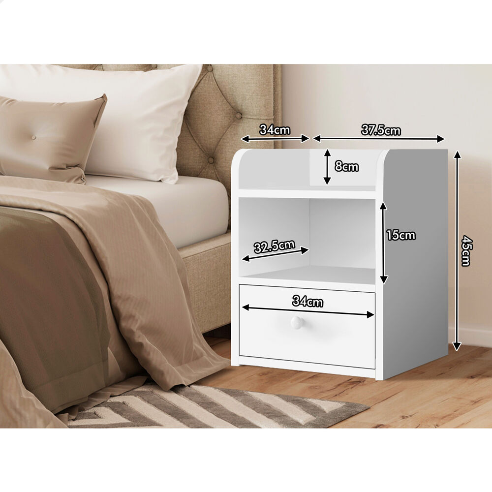 ALFORDSON Bedside Table Nightstand Storage Cabinet Side End 1 Drawer White