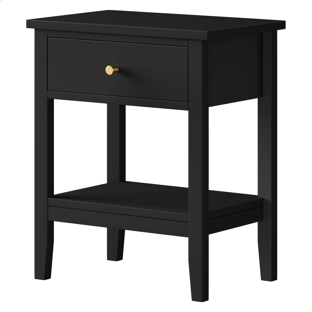 ALFORDSON Bedside Table Hamptons Nightstand Storage Side End 1 Drawer Black