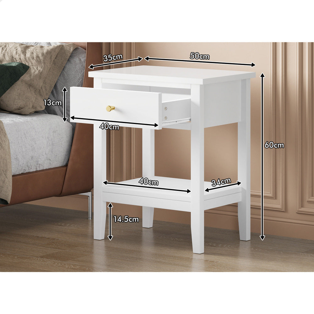 ALFORDSON Bedside Table Hamptons Nightstand Storage Side End 1 Drawer White