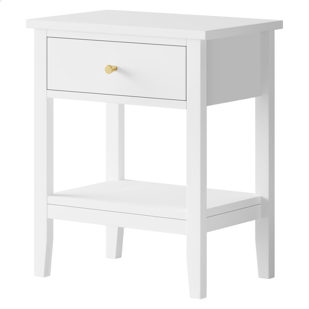 ALFORDSON Bedside Table Hamptons Nightstand Storage Side End 1 Drawer White