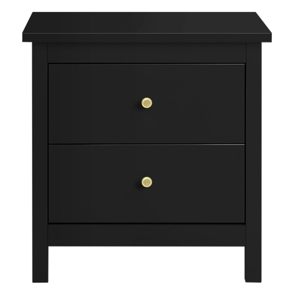 ALFORDSON Bedside Table Hamptons Nightstand Storage Side End 2 Drawers Black