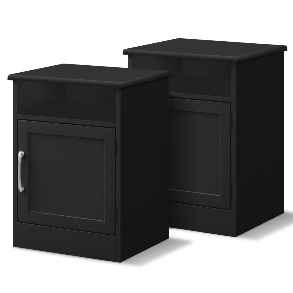 ALFORDSON 2x Bedside Table Storage Cabinet Side End Nightstand Black