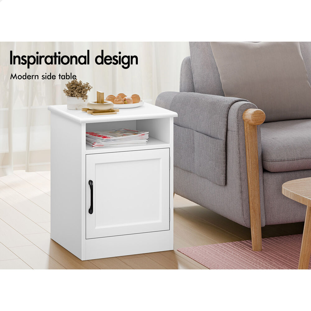 ALFORDSON 2x Bedside Table Storage Cabinet Side End Nightstand White