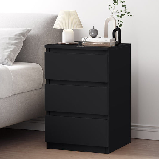 ALFORDSON Bedside Table Nightstand 3 Drawers Side End Table Black