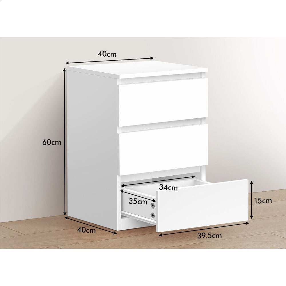 ALFORDSON 2x Bedside Table Nightstand 3 Drawers Side End Table White