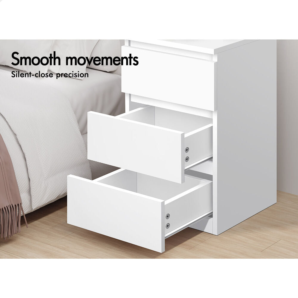 ALFORDSON 2x Bedside Table Nightstand 3 Drawers Side End Table White