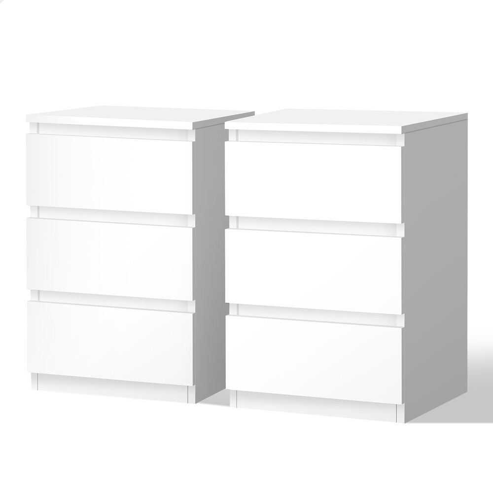 ALFORDSON 2x Bedside Table Nightstand 3 Drawers Side End Table White