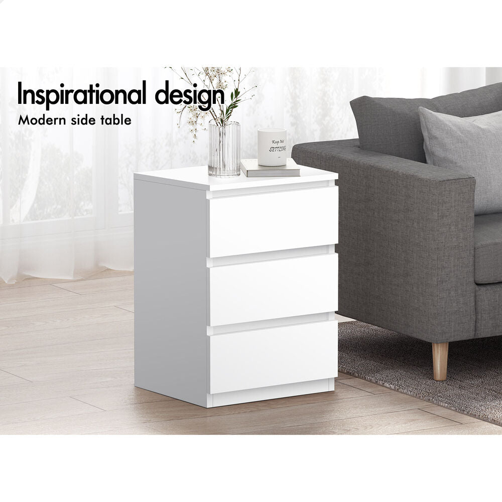 ALFORDSON 2x Bedside Table Nightstand 3 Drawers Side End Table White