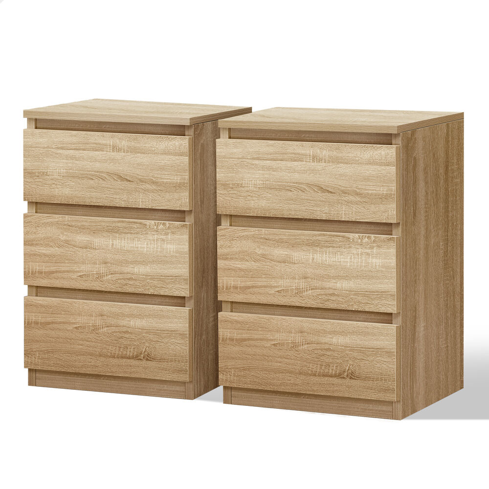 ALFORDSON 2x Bedside Table Nightstand 3 Drawers Side End Table Wood