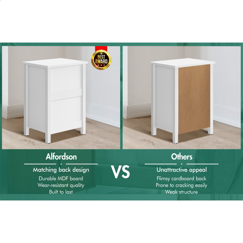 ALFORDSON Bedside Table Hamptons Nightstand Storage Side End 3 Drawers White