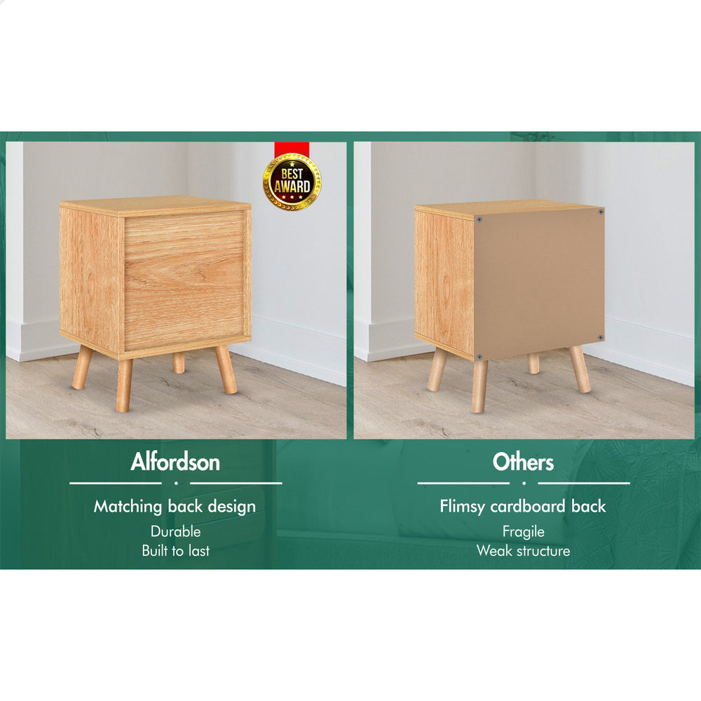 ALFORDSON Bedside Table Nightstand Side Table 2 Drawers Oak