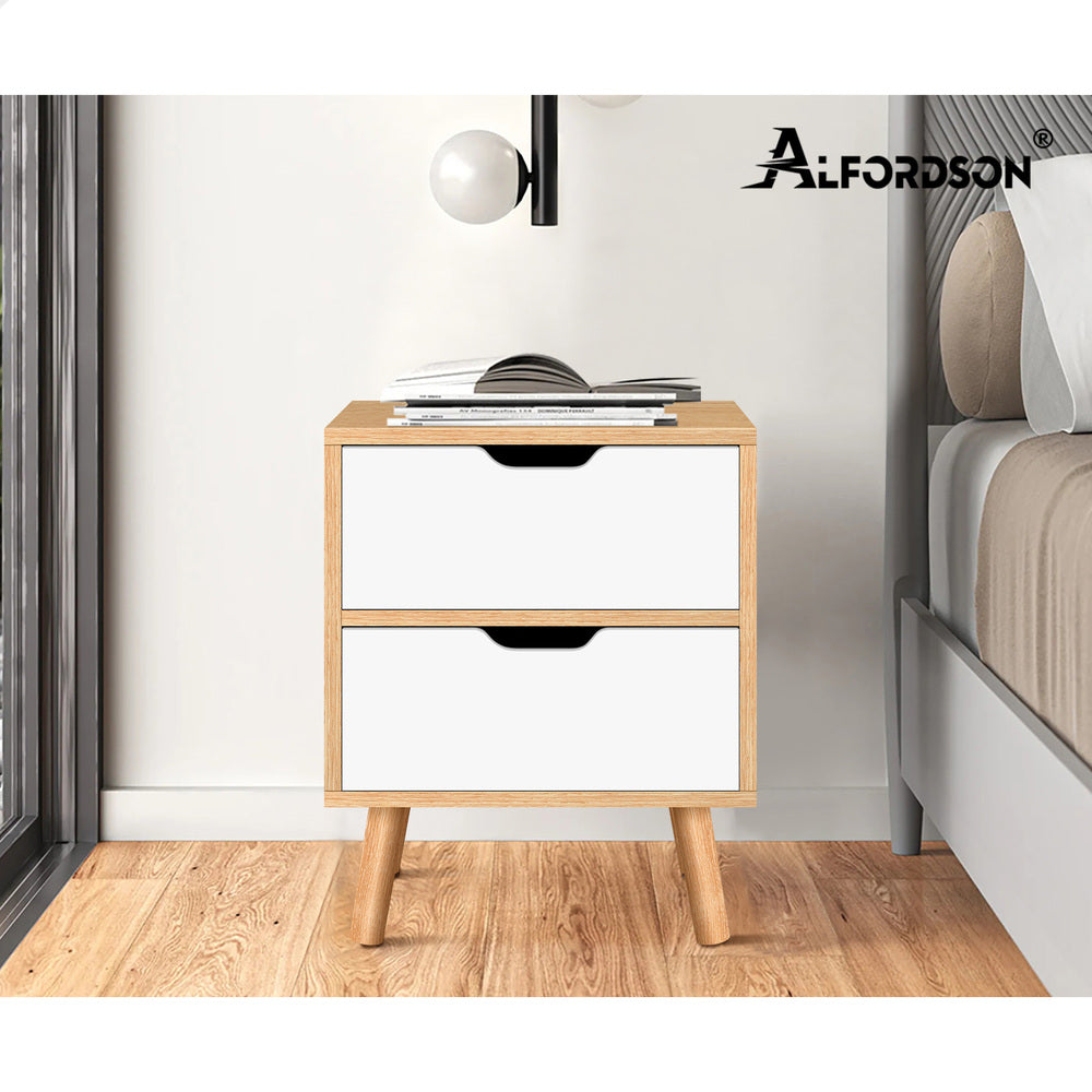 ALFORDSON Bedside Table Nightstand Side Table 2 Drawers Oak