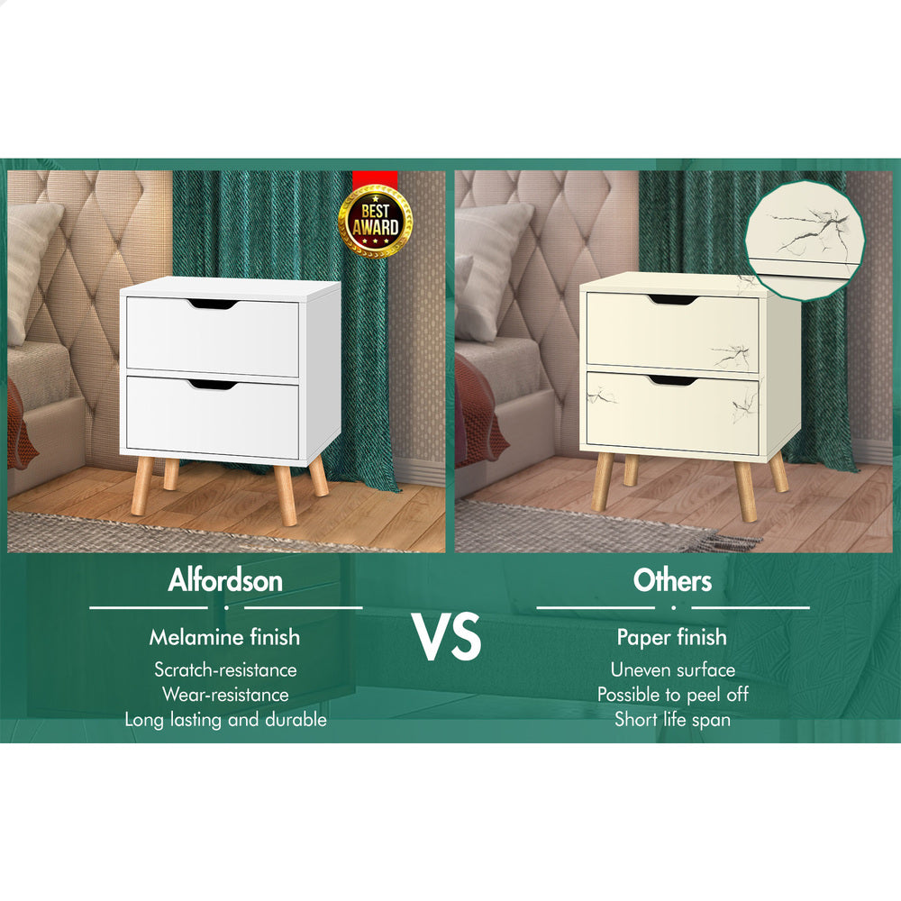 ALFORDSON Bedside Table Nightstand Side Table 2 Drawers White