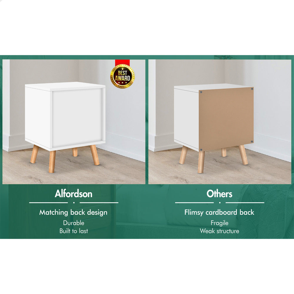 ALFORDSON Bedside Table Nightstand Side Table 2 Drawers White