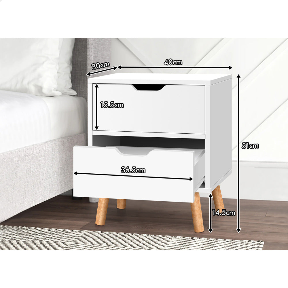 ALFORDSON Bedside Table Nightstand Side Table 2 Drawers White