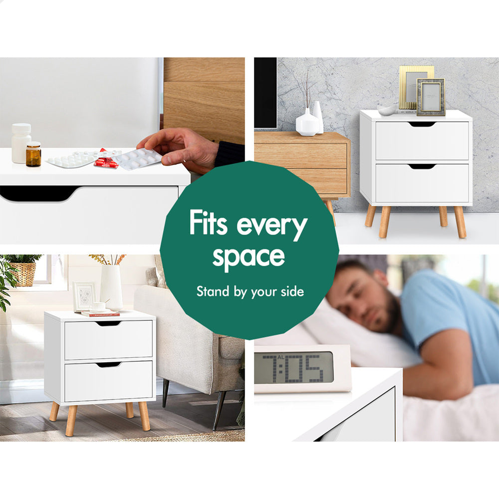 ALFORDSON Bedside Table Nightstand Side Table 2 Drawers White