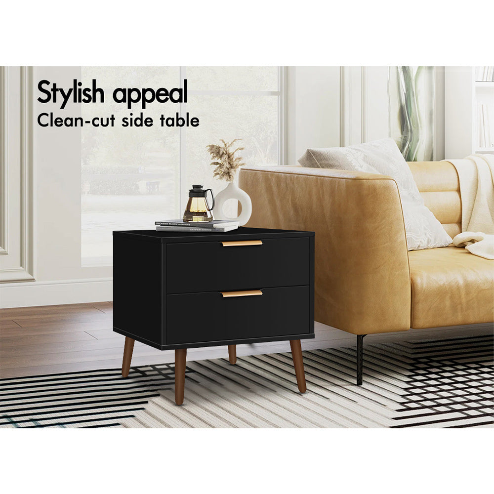 ALFORDSON Bedside Table Nightstand Side Storage Cabinet Black Scandinavian