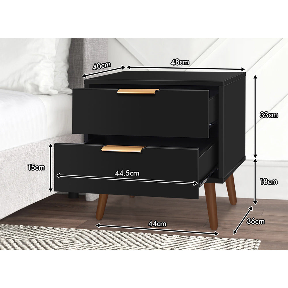 ALFORDSON Bedside Table Nightstand Side Storage Cabinet Black Scandinavian