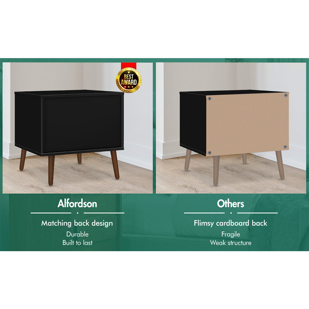 ALFORDSON Bedside Table Nightstand Side Storage Cabinet Black Scandinavian