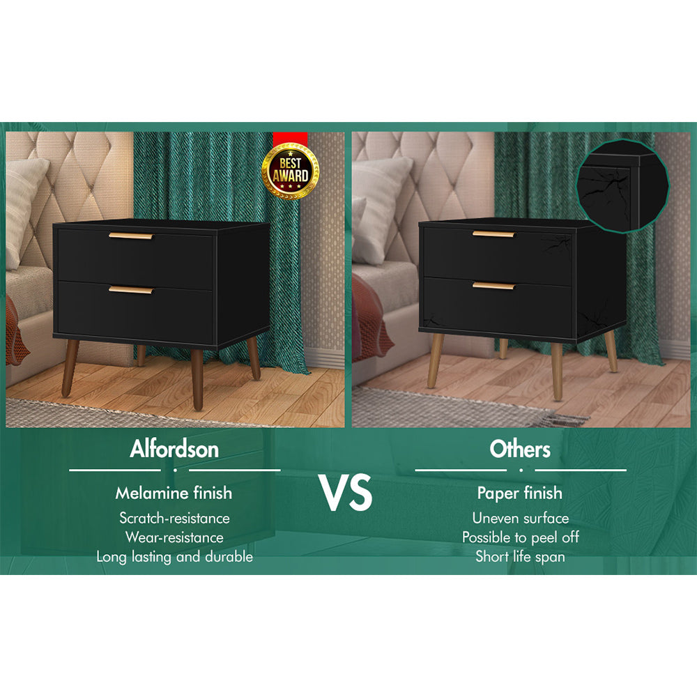 ALFORDSON Bedside Table Nightstand Side Storage Cabinet Black Scandinavian