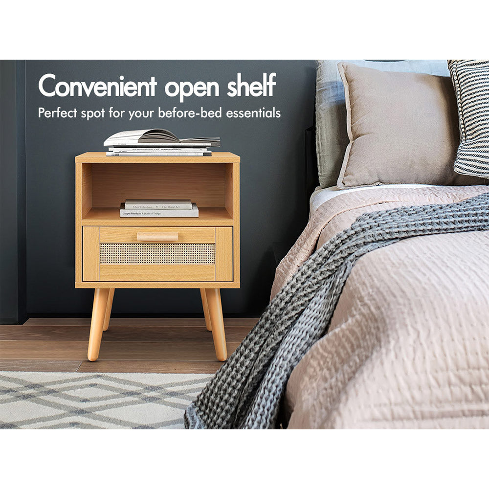 ALFORDSON Bedside Table Nightstand Side Storage Cabinet Scandinavian Rattan