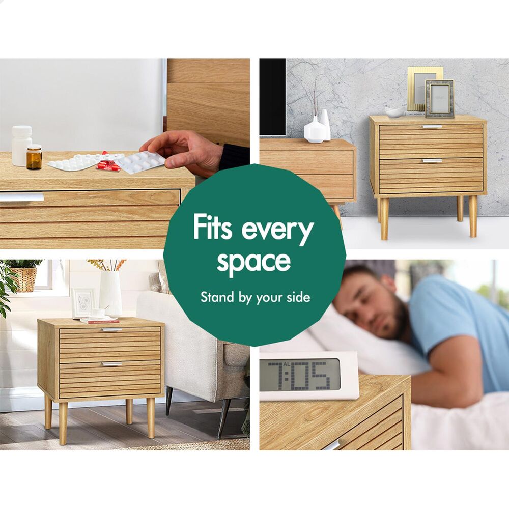 ALFORDSON Bedside Table Nightstand Slatted Drawers Oak