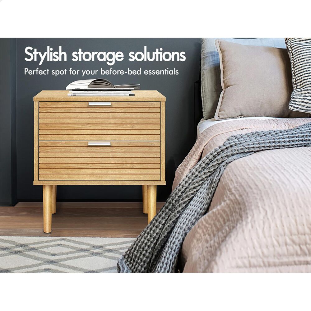 ALFORDSON Bedside Table Nightstand Slatted Drawers Oak