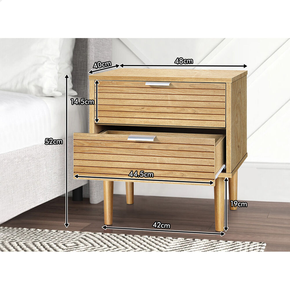 ALFORDSON Bedside Table Nightstand Slatted Drawers Oak