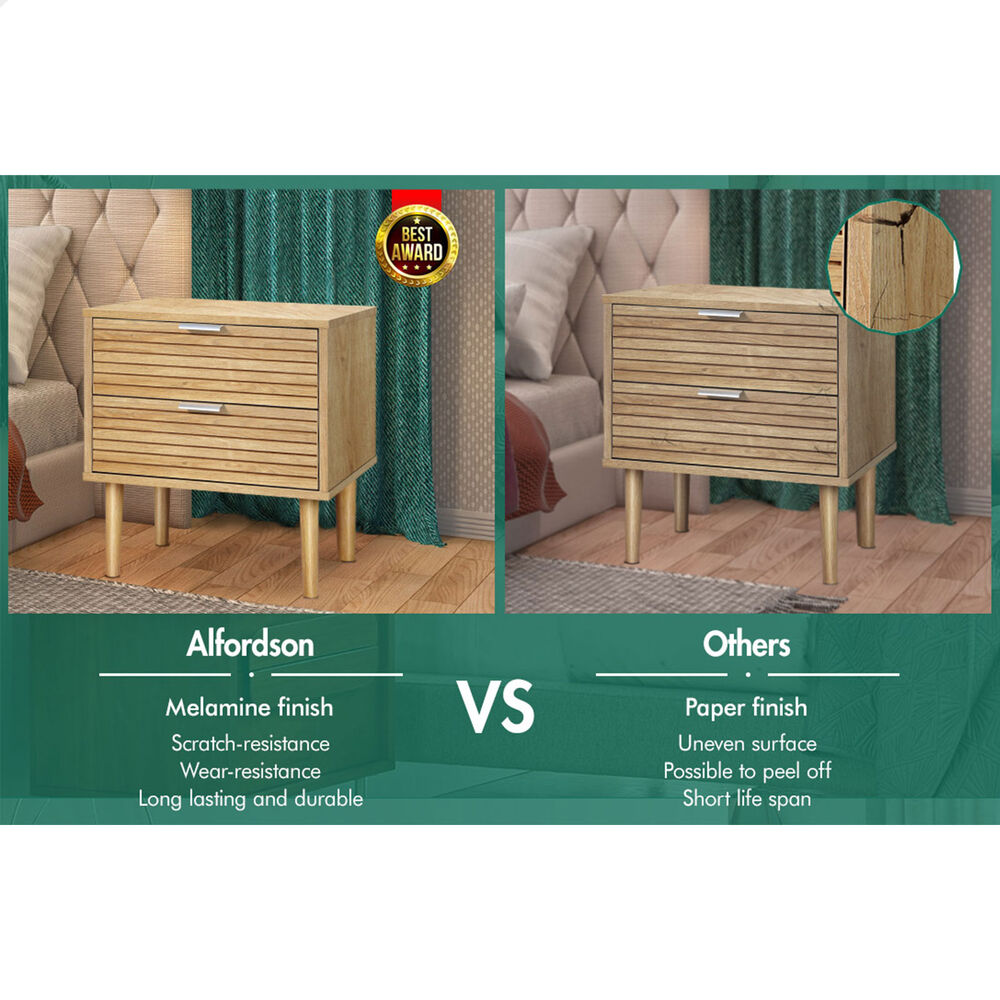 ALFORDSON Bedside Table Nightstand Slatted Drawers Oak