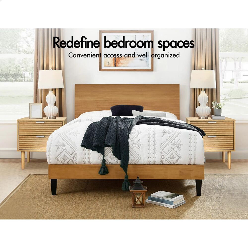 ALFORDSON Bedside Table Nightstand Slatted Drawers Oak