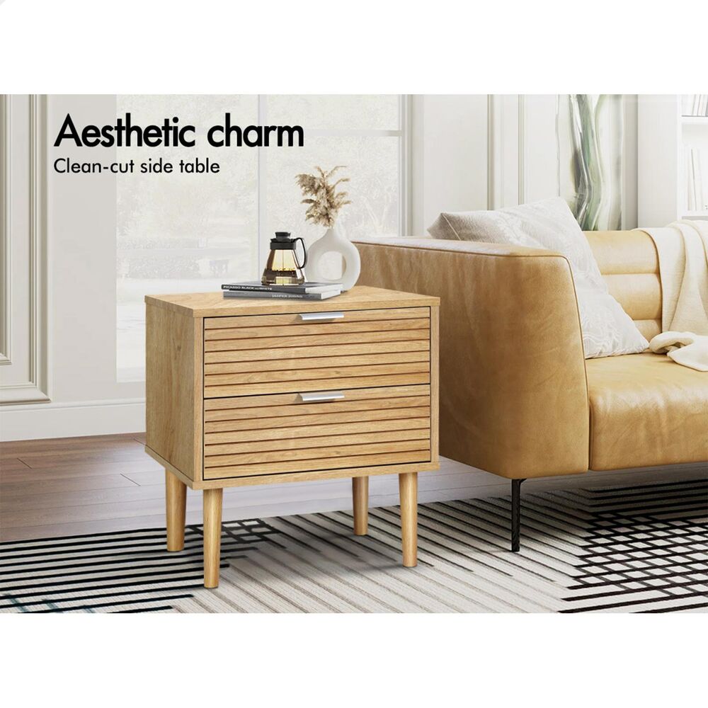 ALFORDSON Bedside Table Nightstand Slatted Drawers Oak